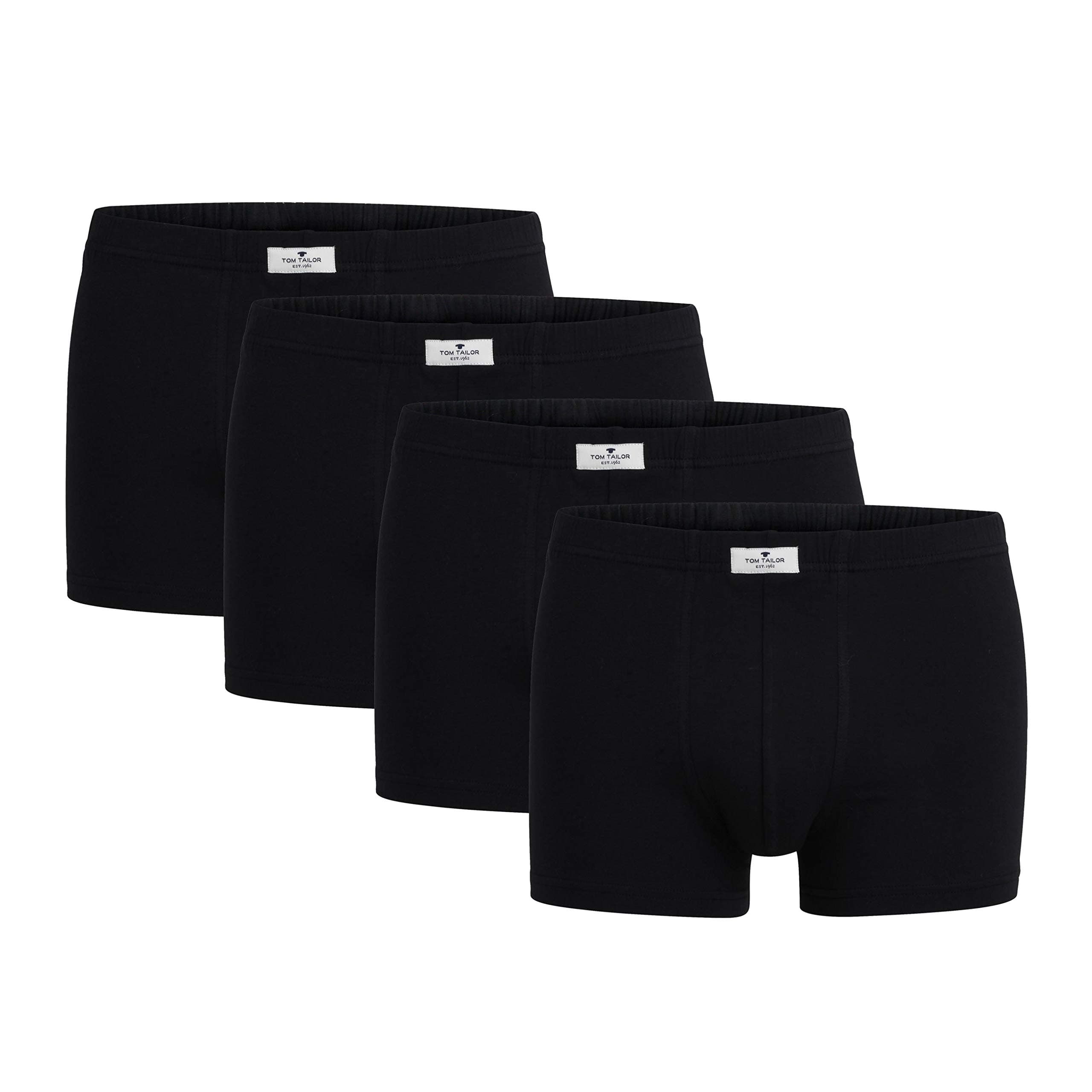 TOM TAILOR Boxershort 4er Pack Herren Basic Unterhosen aus natürlicher Baumwolle 9 Schwarz-dunkel-uni Angebot bei HelloDeals
