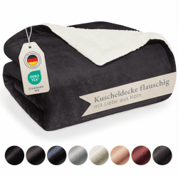 Blumtal Premium Sherpa Kuscheldecke flauschig 230x270 cm - Oeko-Tex zert. Sofa Decke mit Dicker Sherpa-Innenseite - super Flauschige Decke extra dick und wärmend - Throw Blanket - Anthrazit Anthrazit 230 x 270 cm Angebot bei HelloDeals