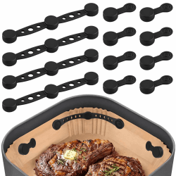 Dntorx 12 Stück Magnete für Airfryer Backpapier, 2 Größen Magnetische Silikonschnallen für Heißluftfritteusen Befestigungsschnalle Passend für Ninja Philips Cosori Lebensmittel nicht Abdecken 12 Stück (4 Large + 8 Kurze) Angebot bei HelloDeals