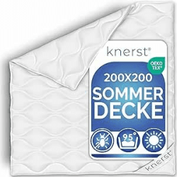 KNERST® Sommer Bettdecke 200x200 - große Decke für Komfortables Schlafen - dünne Decke ideal für den Sommer - kühle, waschbare Steppdecke - ÖKO-TEX Sommerdecke 200x200 cm Angebot bei HelloDeals