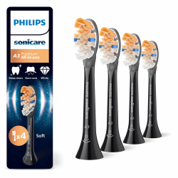 Philips Sonicare A3 Premium All-in-One, Original Ersatzbürstenköpfe, Schwarz, 4er-Pack, HX9094/88 Neu 1 stück (4er Pack) Angebot bei HelloDeals