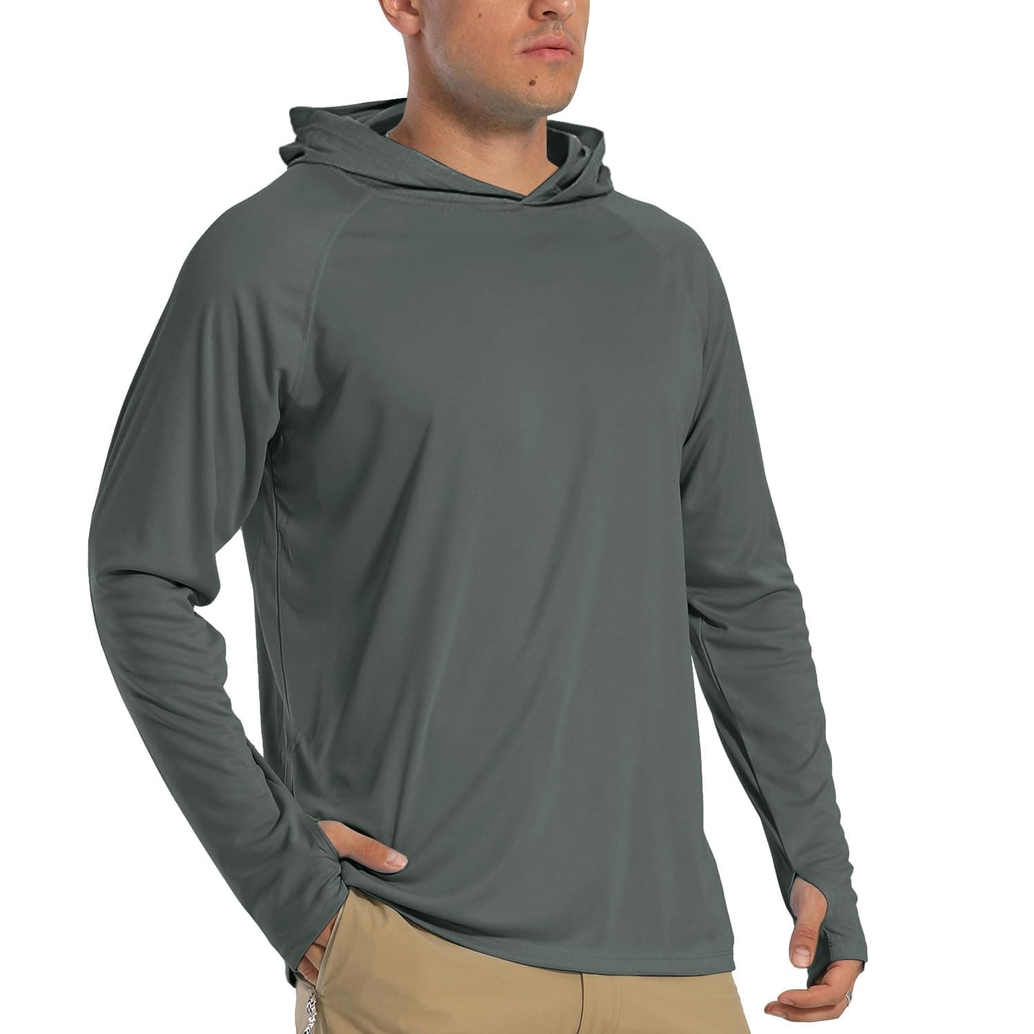 TACVASEN Herren UV-Schutz Hoodie Kapuzenpullover UPF 50+ Langarm Shirt mit Daumenloch XL 04-dunkel Grau Angebot bei HelloDeals