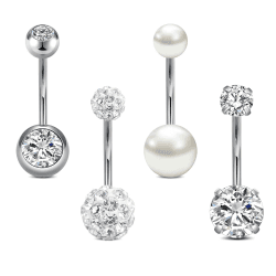 Bauchnabelpiercing 14G 6/8/10/12/14mm Piercing Bauchnabel Chirurgenstahl CZ Perle Diamant Bauchpiercing Nabelpiercing Piercing Schmuck für Damen Herren 4 Stück-14G (1,6 mm)-12 mm Angebot bei HelloDeals