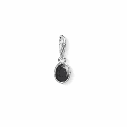 THOMAS SABO Charm Club Original Stones charm with Lobster Clasp 925 Sterling Silver Jewellery Compatible with Bracelets & Necklaces black stone Angebot bei HelloDeals