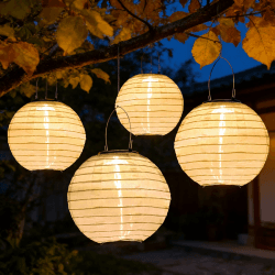 Solar Lampions Außen Wetterfest - 4 Stück 20cm Solar LED Laterne Nylon Hängende Solarbetrieben Gartenlaterne Beleuchtung für Garten, Hof, Terrasse, Hochzeit, Fest Deko (Warmweiß) Angebot bei HelloDeals
