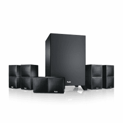 Teufel CUBYCON Power Edition Surround Sound System - 5.1 Heimkino Soundanlage mit Mächtiger Subwoofer, 2-Wege-Micro-Lautsprecher aus Aluminium, Höhe Sprachverständlichkeit, Bassreflex - schwarz Angebot bei HelloDeals