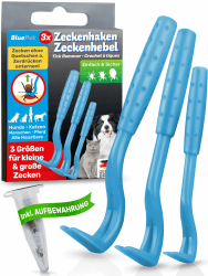 BluePet 3er Set Zeckenhaken für Hunde, Katze, Pferd & Mensch - Zeckenhebel als bewährter Zeckenentferner zur Zeckenzangen I Alternative zu Zeckenpinzette, Zeckendreher, Zeckenschutz & Zeckenmittel BESTSELLER 3x Set blau Angebot bei HelloDeals