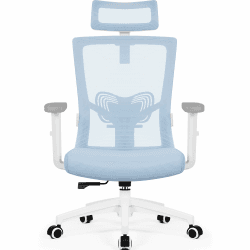 Daccormax Bürostuhl Ergonomisch mit Einstellbarer Kopfstütze, Weiche Lendenwirbelstütze und Klappbaren Armlehnen, Schreibtischstuhl mit Wippfunktion, Chefsessel, Rückenschonend, 150 kg Traglast Blau Angebot bei HelloDeals