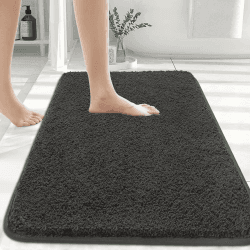 Badezimmerteppich 40x60 cm Badematte Grau, Weich Mikrofaser Badvorleger Waschbar Duschvorleger rutschfest, Flauschiger Badteppich Grau 40 x 60 cm (Rechteckig) Angebot bei HelloDeals