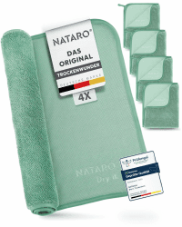NATARO® 4 Stück Fast Dry it. Premium Trockentuch für Duschkabine, Auto, Haushalt, Camping – DAS ORIGINAL – extra saugfähiges Microfasertuch, fusselfrei, kratzfrei Shiny Wipes Tücher 40x50cm 4er Pack 40x50 cm Mint Angebot bei HelloDeals