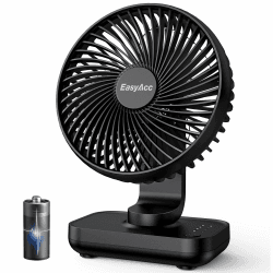 EasyAcc Tischventilator, 4000 Akku Batterie Klein USB Ventilator, Tragbarer Aufladbar Basis Ventilatoren mit 4 Geschwindigkeiten für Camp,Büro, Bibliothek und Zuhause - Schwarz Angebot bei HelloDeals