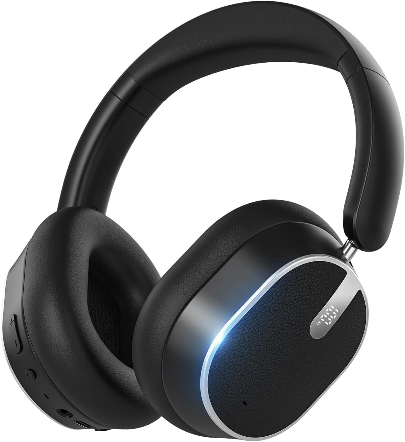 Bluetooth-Kopfhörer mit hybrider aktiver Geräuschunterdrückung, Kabellose Over-Ear-Kopfhörer mit Bluetooth 6.0, 120 Stunden Akkulaufzeit, Hi-Res-Audio, Kraftvollen Bässen und Ohrpolstern aus Reinschwarz Angebot bei HelloDeals
