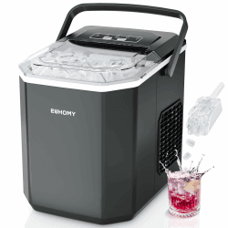 EUHOMY Eiswürfelmaschine, 9 Würfel in 6 Min, Bullet-Eismaschine, 2 Würfelgrößen, Edelstahl-Eismaschine für die Arbeitsplatte, 12 kg/Tag Eiswürfelbereiter, Schwarz, für Zuhause/Küche/Büro/Wohnmobil IM011-BBL Angebot bei HelloDeals