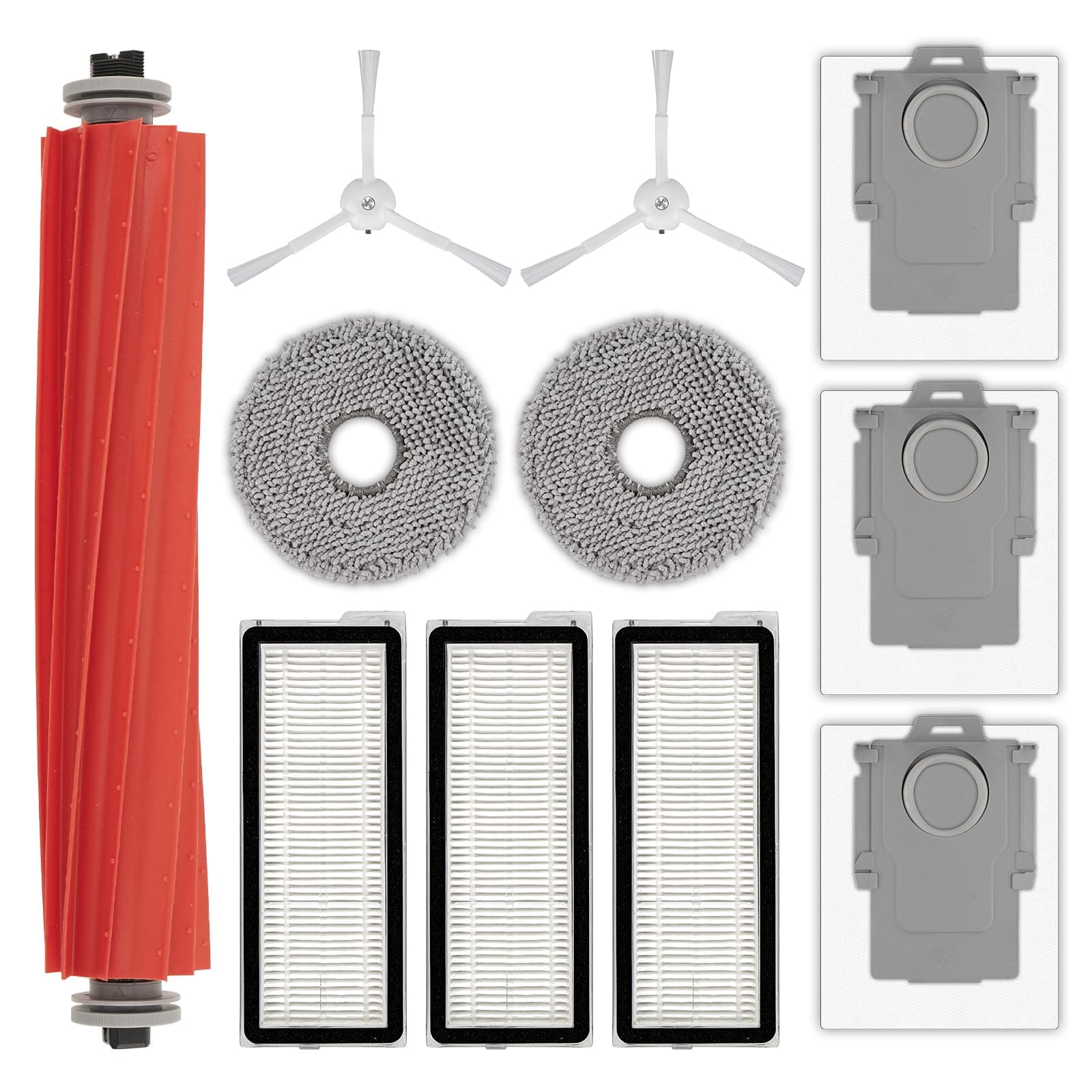 (11 Stück) QRevo S Ersatzteile kompatibel mit Roborock Qrevo S, Qrevo Pro, Qrevo MaxV, QRevo Plus Roboterstaubsauger, 1 Rollbürste, 2 weiße Seitenbürsten, 3 Staubbeutel, 3 HEPA-Filter, 2 Moppaufsätze Qrevo S Zubehörset Weiß (11 Stück) Angebot bei HelloDeals