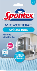 Spontex – Mikrofaser Spezial Edelstahl – 3D-Textur nicht zerkratzt – absorbiert und verleiht Glanz – entfernt 99% der Bakterien Angebot bei HelloDeals