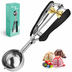 SPEENSUN Eisportionierer aus 304 Edelstahl mit Auslöser (23x5cm),eislöffel portionierer Poliert,Robust&Leicht für Eiscreme, Melonenkugeln,Kartoffelpüree,Teig,Kuchen,Spülmaschinenfest(schwarz) Schwarz 5 CM Angebot bei HelloDeals