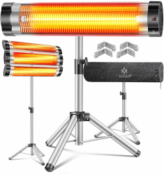 KESSER® Infrarotstrahler Heizstrahler Terrassenstrahler 2500W inkl. Schutzhülle höhenverstellbarem Teleskopstativ Wickeltischstrahler Terrassenheizer Quarzstrahler Infrarot Angebot bei HelloDeals