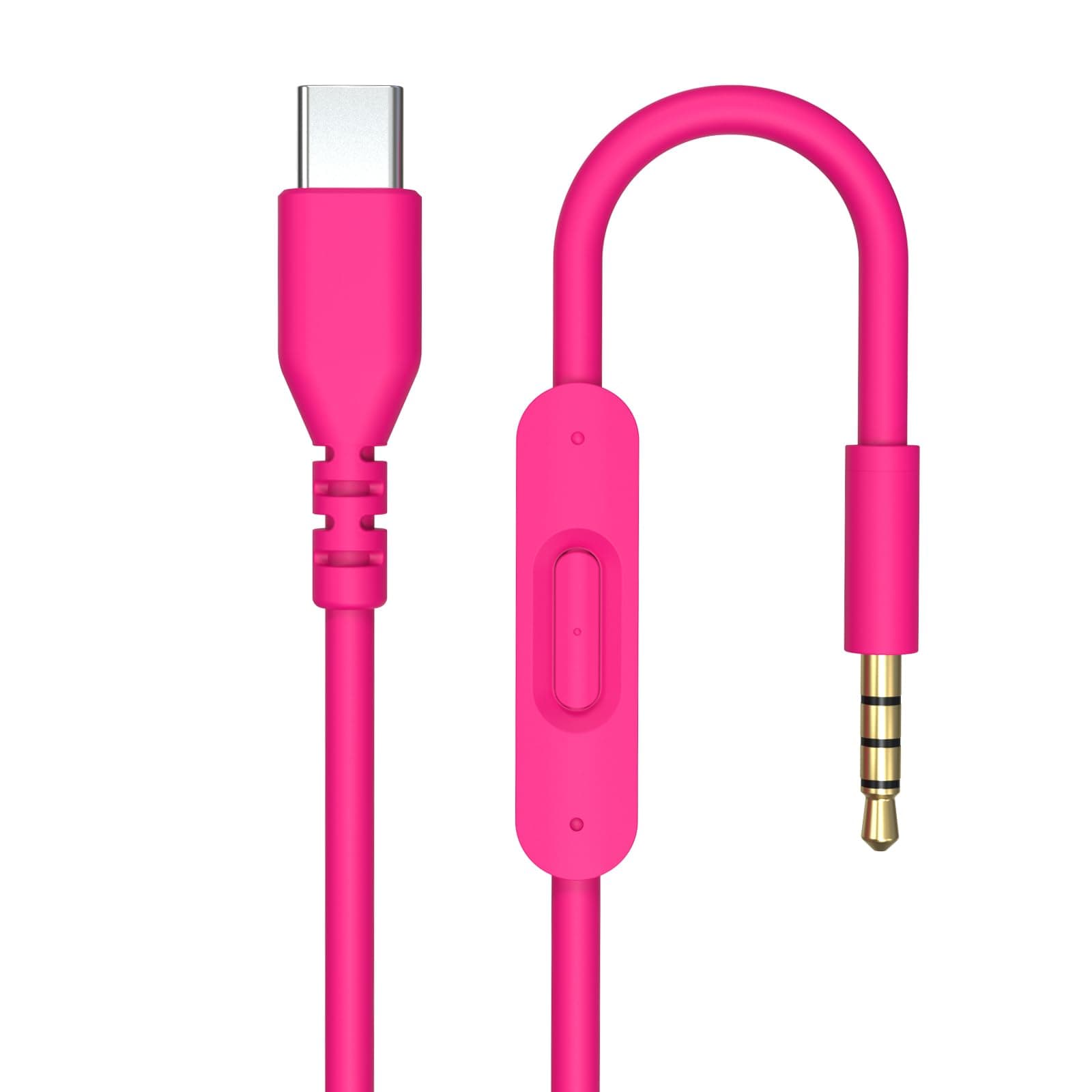 USB-C Solo 4 Audiokabel, Ersatz Audio Klinkenkabel mit Inline-Mikrofon Steuerung Kompatibel mit Beats Solo4/Solo 3/Solo 2/Studio 2 3/Pro/Detox/Mixr/Wireless Kopfhörer (Rosa) Angebot bei HelloDeals