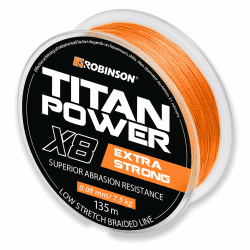 Robinson Geflochtene Angelschnur X8 - Angelschnur geflochten, 0,08-0,28mm, 7,5-39kg, 135m, Abriebfest und dehnungsarm, ideal zum Spinnfischen - Titan Power ORANGE 135m - 0,08mm - 7,5kg Angebot bei HelloDeals