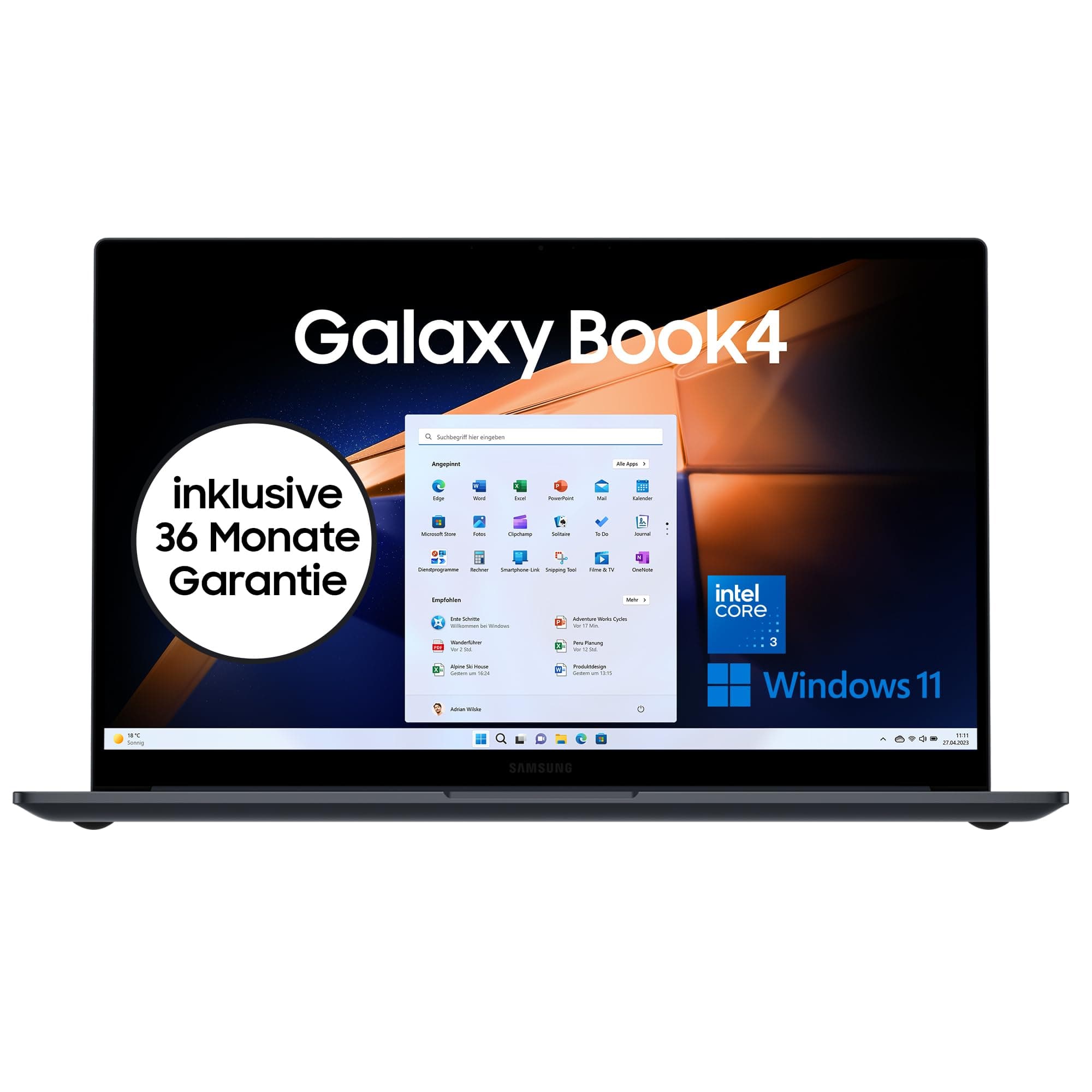 Samsung Galaxy Book4 Notebook, 15,6-Zoll-Display, Intel Core i3-Prozessor, 8 GB RAM, Laptop mit 256 GB Speicher, Gray, 3 Jahre Herstellergarantie, Windows 11 Home [Exklusiv auf Amazon] Angebot bei HelloDeals