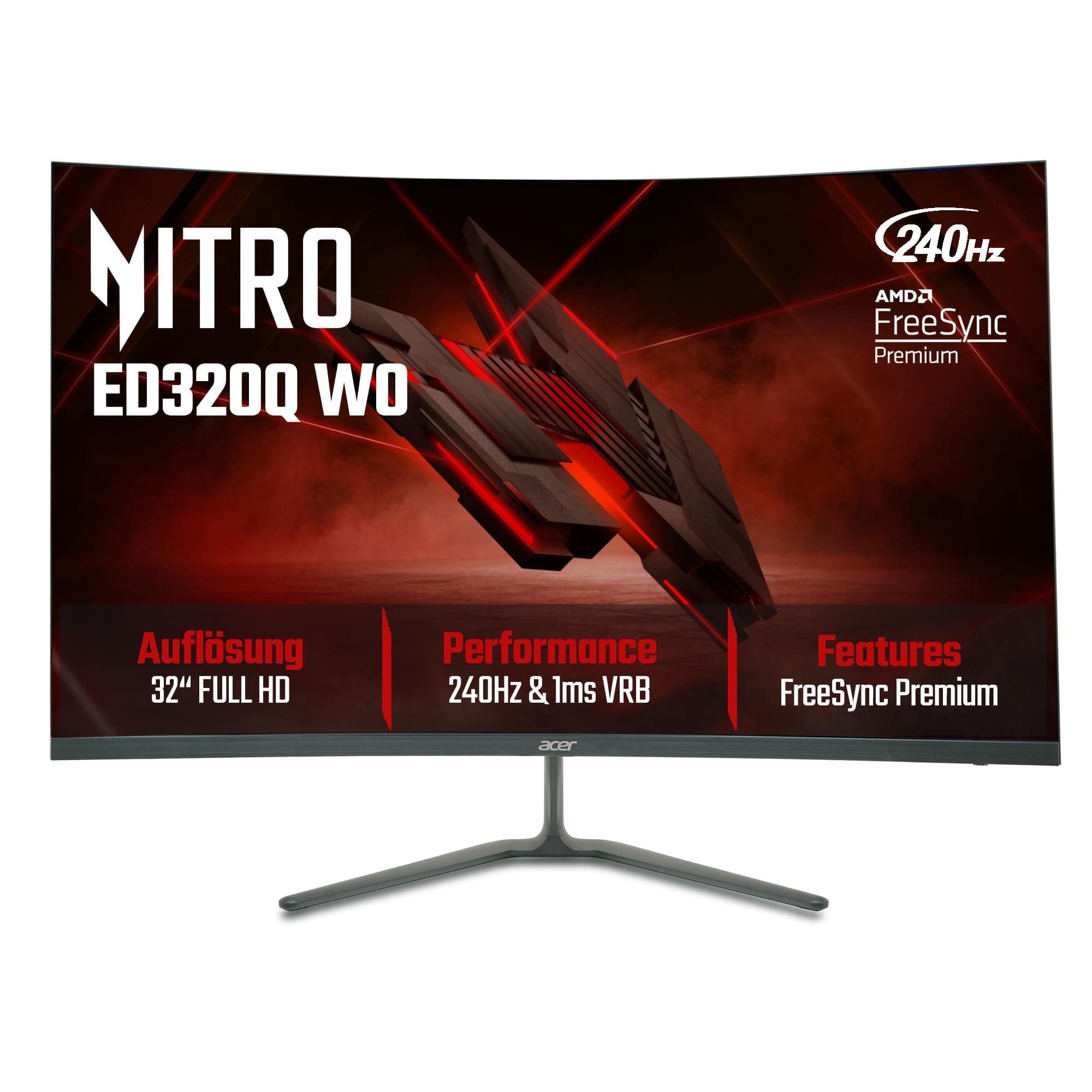 Acer Nitro ED320Q W0 Gaming Monitor 31.5 Zoll (80 cm Bildschirm) Full HD, VA, 240Hz, 1ms(VRB), DP 1.4, 2xHDMI 2.1, Curved, FreeSync Premium 31,5 Zoll | Full HD | 240Hz Angebot bei HelloDeals