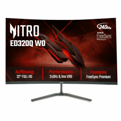 Acer Nitro ED320Q W0 Gaming Monitor 31.5 Zoll (80 cm Bildschirm) Full HD, VA, 240Hz, 1ms(VRB), DP 1.4, 2xHDMI 2.1, Curved, FreeSync Premium 31,5 Zoll | Full HD | 240Hz Angebot bei HelloDeals