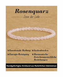 4mm Stretch Armband aus Echten Naturstein Perlen, Heilstein Edelstein Armbänder für Damen Herren, Glücksarmband, Exquisite Geschenke, Inklusive Ersatzperlen Rosenquarz Angebot bei HelloDeals
