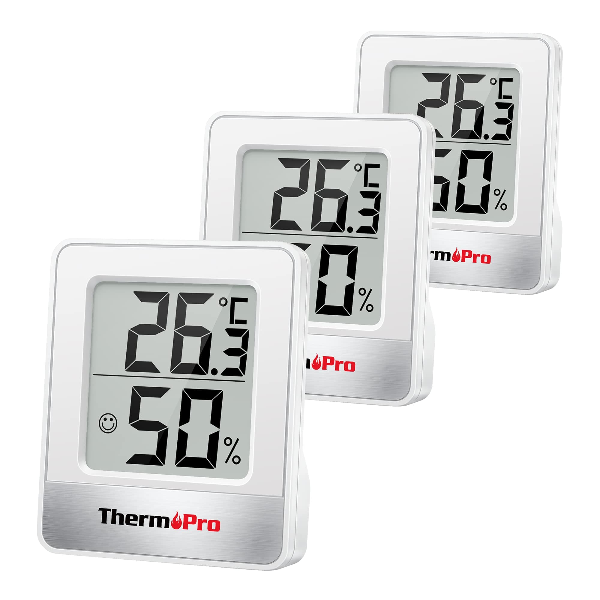 ThermoPro TP49W-3 digitales Mini Thermo-Hygrometer Thermometer innen Raumthermometer 3 er Temperatur und Luftfeuchtigkeitmessgerät mit Smiley-Indikator 1 Angebot bei HelloDeals