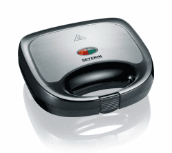 SEVERIN Sandwichmaker-Toaster für 2 Sandwiches, Dreieckige Sandwichtoasts, Antihaftbeschichtung, 600 W, Edelstahl-gebürstet-schwarz, SA 2969 Sandwich-Maker Angebot bei HelloDeals