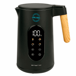 EMERIO Wasserkocher Edelstahl 1,7L – Isolierte Doppelwand – Temperaturwahl 40–100°C in 5°C Schritten – Digitales Display mit Tee- & Warmhaltefunktion – 2200W – Auto‑Off | WK‑132230 Schwarz/Holzoptik Angebot bei HelloDeals