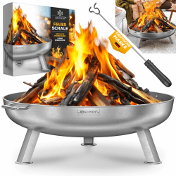 KESSER® Feuerschale 2,5mm Stahldicke | Feuerkorb Ø80cm Edelstahl | Feuertonne +42cm Feuerhaken Gusseisen Wasserablauf & 2 stabile Griffe Holz & Kohle Feuerstelle für Lagerfeuer Garten & Terrasse edelstahl Rund Ø 80 cm Angebot bei HelloDeals