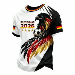 Deutschland T-Shirt Herren Retro Fußball Trikot mit Adler WM 2026 Fußballfans Tee Top Kurzarm Deutschland-Symbol T Shirt Deutsche Flagge Freizeitshirt Klassische Sommer Germany Tshirt 001 Weiß XL Angebot bei HelloDeals