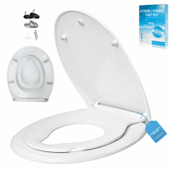 Toilettendeckel mit Kindersit,Antibakteriell & UV-beständig | Klodeckel mit Kindereinsatz,kl.WC Sitz einfache Montage, bis 250 kg,mit Quick Release Funktion Oval Familiensitz Upgrade Angebot bei HelloDeals
