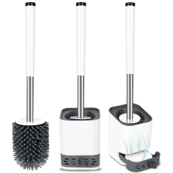 Glowbal Klobürste, Toilettenbürste Silikon mit Behälter schnell trocknendem, WC bürste für Badezimmer Gäste-WC, Wandmontage & Stehen Weiß&grau 10.5cm*42cm Angebot bei HelloDeals