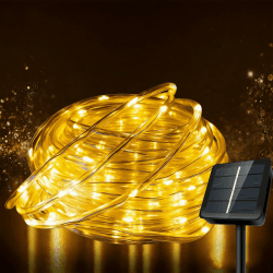 Solar Lichterschlauch Aussen, 10M 100 LED Solar Lichtschlauch Outdoor IP45 Wasserdicht 8 Modi Warmweiß Dimmbar LED Schlauch Lichtschlauch für Garden,Party,Weihnachten Deko Angebot bei HelloDeals