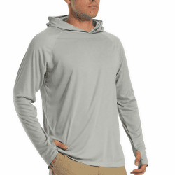 TACVASEN Herren UV-Schutz Hoodie Kapuzenpullover UPF 50+ Langarm Shirt mit Daumenloch XXL Hell Grau Angebot bei HelloDeals