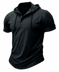 MakingDa Athletische Kurzarm Kapuze Männer Mode Training Gym Pullover Kapuze Hemd Knopf Muskel Fit Sommer Sweatshirt Leichtes Hip Hop Laufen Boxen Wandern Sport Hoodies T-Shirt Schwarz L Angebot bei HelloDeals