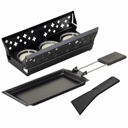 KUHN RIKON Candle Light Mini Schweizerkreuz Raclette Set, schwarz, Antihaft-Grill-Pfännchen, mit Teelicht Schwarz Motiv Schweizerkreuz Angebot bei HelloDeals