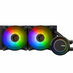 MSI MAG CORELIQUID E240 AIO CPU Wasserkühlung- Vergrößerte Kupferkühlplatte, ARGB Blockhead & FDB Lüfter, Zweikammer-Wasserblock, Split-Flow Radiator, Mystic Light, AMD & Intel kompatibel E-Serie 240 schwarz Angebot bei HelloDeals