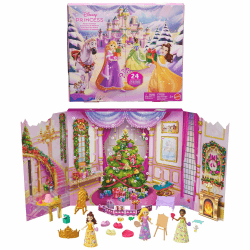 Mattel Disney Princesas Calendario de Adviento Con 24 días de sorpresas, incluidas 3 muñecas pequeñas, 3 Amigos, 6 prendas y 16 accesorios inspirados en las películas, JFG79 Disney Princess-puppe Adventskalender Angebot bei HelloDeals