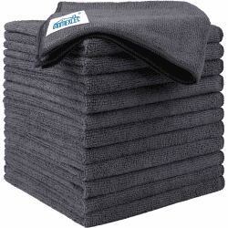 HOMEXCEL Grau Mikrofasertücher 12 Stück, Wiederverwendbare Küchen-Mikrofaser-Reinigungstücher, Lappen Putztücher Geschirrtücher, Fusselfreie Waschbare für Zuhause, Fenster, Auto 32 x 32 cm Angebot bei HelloDeals