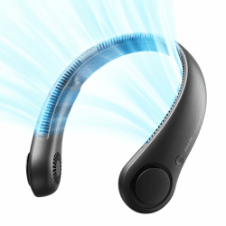 JISULIFE Tragbarer Nackenventilator, Hals-Ventilator ohne Flügel, 5 Geschwindigkeiten, 4000 mAh Batteriebetriebener tragbarer persönlicher Ventilator, Geschenk für Frauen und Männer - Schwarz Angebot bei HelloDeals