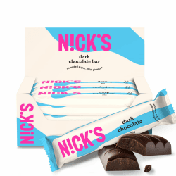 NICKS Zartbitter Schokolade Vegane Keto Riegel ohne Zuckerzusatz, 107 Kcal, 1,1g Net carbs, Low carb Süßigkeiten, Glutenfreie Snack bar (15x25g) Zartbitterschokolade 25 gram (Pack of 15) Angebot bei HelloDeals