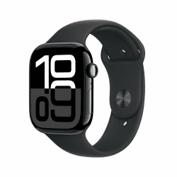 Apple Watch Series 10 (GPS + Cellular 46 mm) Smartwatch mit Aluminiumgehäuse in Diamantschwarz und Sportarmband in Schwarz (M/L) (Generalüberholt) M/L Jet Black Aluminum Case with Black Sport Strap 46mm Bluetooth GPS + Mobilfunk Angebot bei HelloDeals