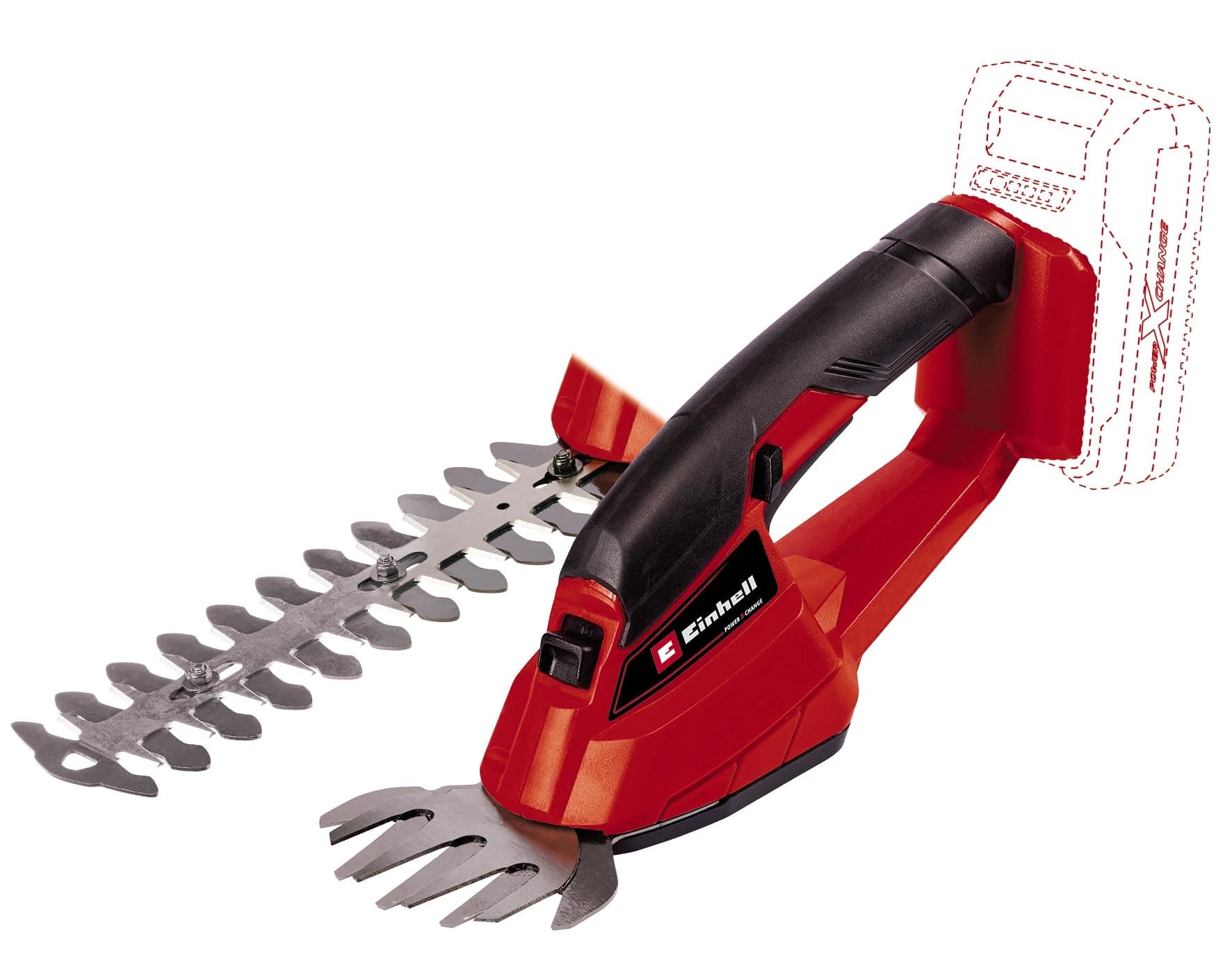 Einhell Akku-Gras- und Strauchschere GC-CG 18 Li-Solo Power X-Change (18 V, 100 mm / 200 mm Schnittlänge, wechselbares Grasschneideblatt + Strauchmesser, ohne Akku) inkl. Grasschere & Strauchmesser Angebot bei HelloDeals