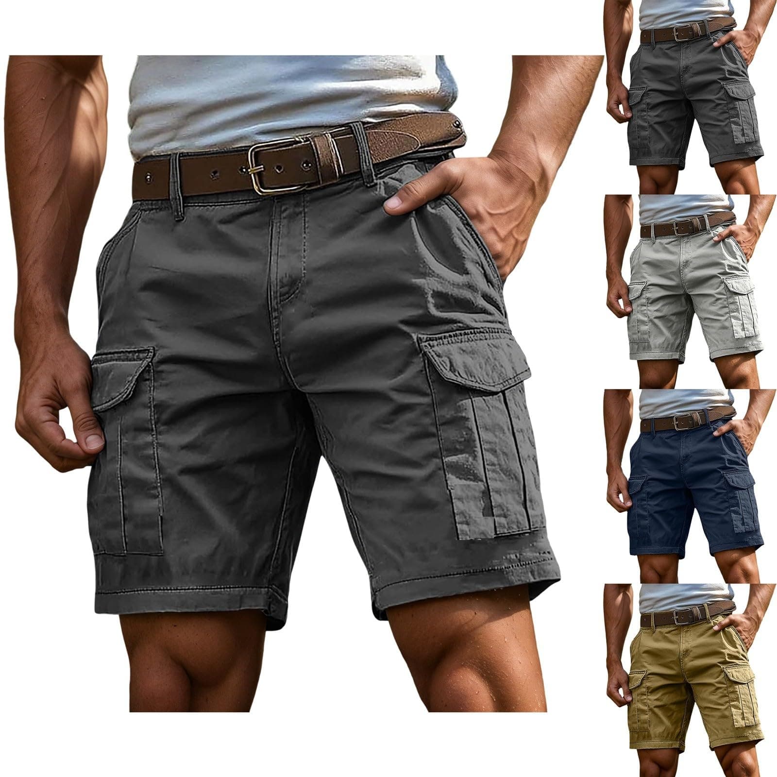 Kurze Hosen Herren Cargo Shorts Herren Kurze Hosen Sommer Cargohose Mit Zipper Und Buttons Multiple Taschen Arbeitshose Männer Sportshorts 2026 A001 Dark Gray XL Angebot bei HelloDeals