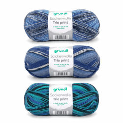 Gründl Wolle Sockenwolle Trio - Strickgarn für 3 Paar Socken - Strapazierfähig und hautfreundlich - 75% Schurwolle, 25% Polyamid - 3 Knäuel 100 g / 420 m - Nadelstärke 2,5-3 - blau grün 3 x 100 g blau grün Angebot bei HelloDeals