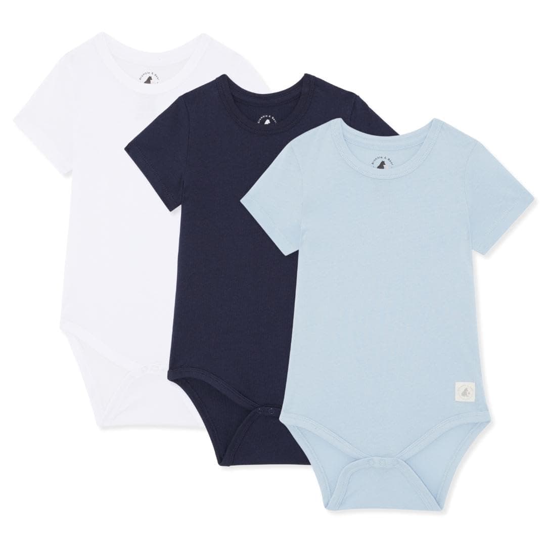 Bramble & Bear 3/6er-Pack kurzärmelige Baby-Bodys – Unisex Baby-Bodys aus Bio-Baumwolle für 0 bis 3 Jahre 2-3 Jahre Blau/Weiss (3-er Pack) Angebot bei HelloDeals