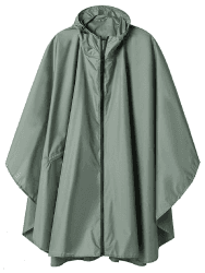 Regen Poncho Jacke Mantel für Erwachsene mit Kapuze wasserdicht mit Reißverschluss im Freien Einheitsgröße Grasgrün Angebot bei HelloDeals