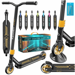 KESSER® Stunt Scooter X-Limit-Pro 360° Lenkung Funscooter Stuntscooter mit Ständer ABEC 9 Kugellagern, 110mm PU Räder, Kickscooter Tretroller Cityroller Trick Roller für Kinder Erwachsene Black / Gold Angebot bei HelloDeals